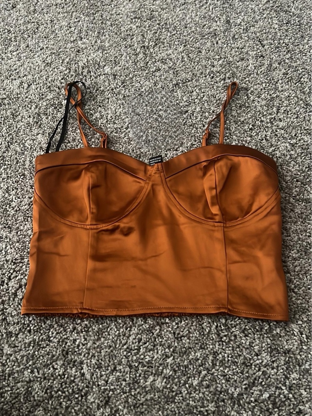 Forever 21 Satin Copper Orange Bustier Crop Top